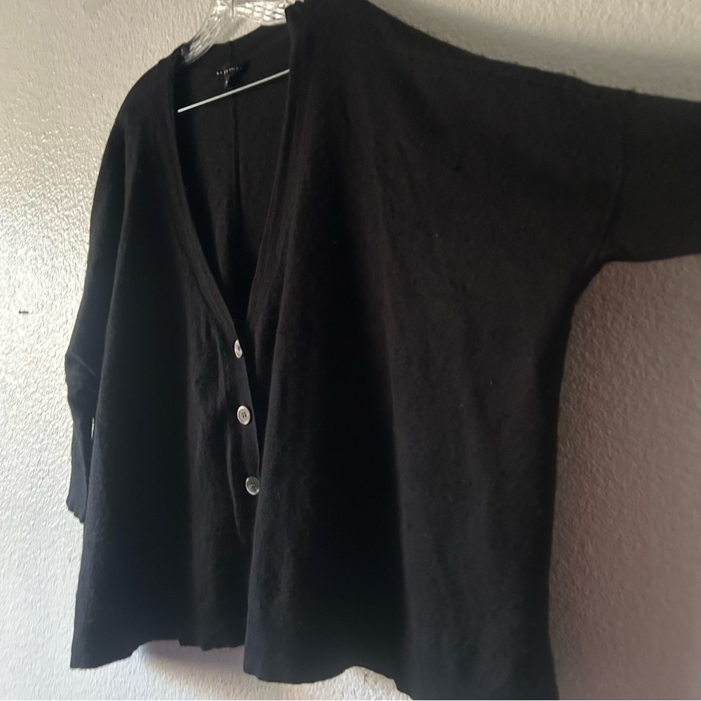 Bryn Walker Cotton/Cashmere Black Button-Up Women's Sweater Cardigan Boxy Medium - Picture 6 of 11